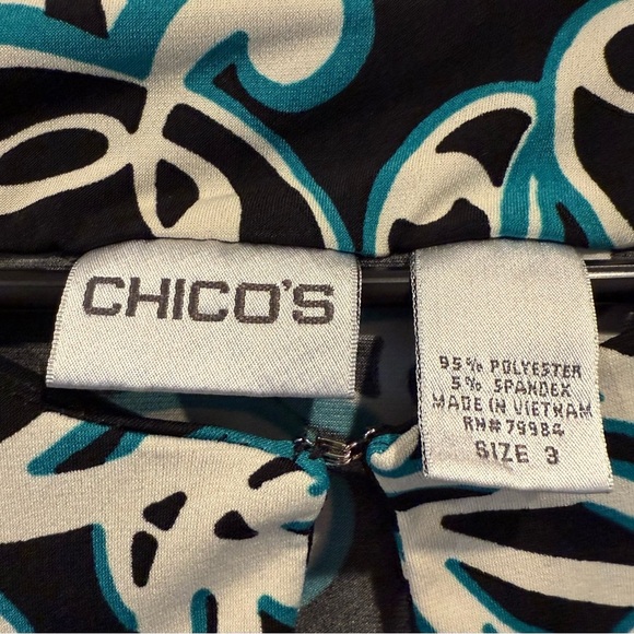 Chico's Black, White, and Teal Swirl Dress - Picture 6 of 6